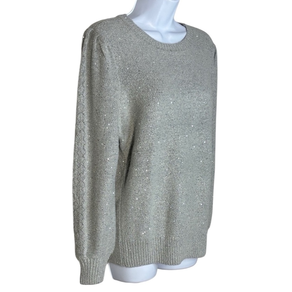 Liz Claiborne Sparkly Gray Crew Neck Sweater